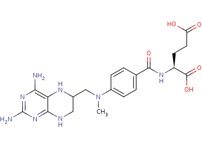 (9CI)-N-[4-[[(2,4-二氨基-1,5,6,7-四氫-6-蝶啶yl)甲基]甲基氨基]苯甲?；鵠-L-谷氨酸結(jié)構(gòu)式,4299-28-9結(jié)構(gòu)式