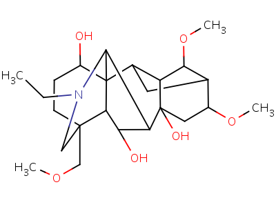 20-乙基-14alpha,16beta-二甲氧基-4-(甲氧基甲基)烏頭堿-1alpha,7,8-三醇結(jié)構(gòu)式,63201-50-3結(jié)構(gòu)式