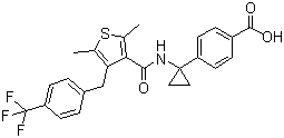 4-{1-[({2,5-Dimethyl-4-[4-(trifluoromethyl)benzyl]-3-thienyl}carbonyl)amino]cyclopropyl}benzoic acid Structure,1006036-87-8Structure