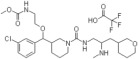 N-[2-[(R)-(3-氯苯基)[(3R)-1-[[[(2S)-2-(甲基氨基)-3-[(3R)-四氫-2H-吡喃-3-基]丙基]氨基]羰基]-3-哌啶基]甲氧基]乙基]-2,2,2-三氟乙酸氨基甲酸甲酯結(jié)構(gòu)式_1013937-63-7結(jié)構(gòu)式