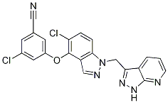 -((1-((1H-pyrazolo[3,4-b]pyridin-3-yl)methyl)-5-chloro-1h-indazol-4-yl)oxy)-5-chlorobenzonitrile Structure,1034474-19-5Structure