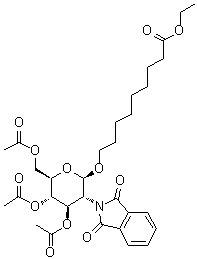 8-乙氧羰基辛基-(3,4,6-三-O-乙?；?2-脫氧-2-鄰苯二甲酰亞胺基-beta-D-吡喃葡萄糖苷結(jié)構(gòu)式_106445-23-2結(jié)構(gòu)式