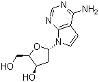 （2R，3R，5R）-5-（4-氨基-7H-吡咯[2,3-D]嘧啶-7 -基）-2 -（羥甲基）四氫呋喃-3-醇結(jié)構(gòu)式_107729-48-6結(jié)構(gòu)式