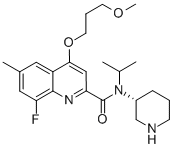 8-氟-4-(3-甲氧基丙氧基)-6-甲基-n-(1-甲基乙基)-n-(3r)-3-哌啶基-2-喹啉羧酰胺結(jié)構(gòu)式_1078203-42-5結(jié)構(gòu)式