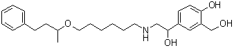 (4-{1-Hydroxy-2-[6-(4-phenylbutan-2-yloxy)hexylamino]ethyl}-2-(hydroxymethyl)phenol) Structure,108928-81-0Structure