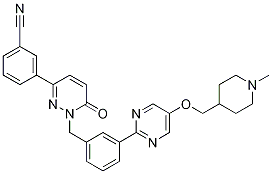 3-[1,6-二氫-1-[[3-[5-[(1-甲基-4-哌啶基)甲氧基]-2-嘧啶基]苯基]甲基]-6-氧代-3-噠嗪基]苯腈結(jié)構(gòu)式_1100598-32-0結(jié)構(gòu)式