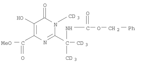 Methyl 2-[2-(benzyloxycarbonylamino)-(1,3-d6-propan)-2-yl]-5-hydroxy-1-(methyl-d3)-6-oxo-1,6-dihydropyrimidine-4-carboxylate Structure,1100750-74-0Structure