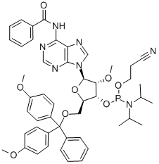 N-苯甲?；?5-O-(4,4-二甲氧基三苯甲基)-2-O-甲基腺苷-3-(2-氰基乙基-N,N-二異丙基)亞磷酰胺結(jié)構(gòu)式_110782-31-5結(jié)構(gòu)式