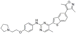 4-(5-(3,5-二甲基異噁唑-4-基)苯并[b]噻吩-2-基)-5-甲基-N-(4-(2-(吡咯烷-1-基)乙氧基)苯基)嘧啶-2-胺結(jié)構(gòu)式_1138474-57-3結(jié)構(gòu)式