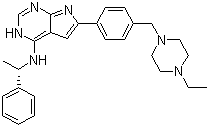 6-[4-[(4-乙基-1-哌啶基)甲基]苯基]-N-[(1S)-1-苯乙基]-7H-吡咯[2,3-d]嘧啶-4-胺結(jié)構(gòu)式_1155336-34-7結(jié)構(gòu)式