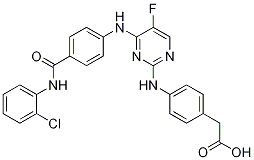 4-[[4-[[4-[[(2-Chlorophenyl)amino]carbonyl]phenyl] amino]-5-fluoro-2-pyrimidinyl]amino]benzeneacetic acid Structure,1158838-42-6Structure