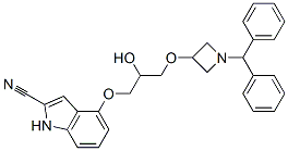 4-(3-{[1-(Diphenylmethyl)azetidin-3-yl]oxy}-2-hydroxypropoxy)-1h-indole-2-carbonitrile Structure,120838-62-2Structure