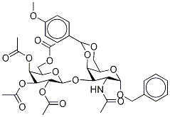 Benzyl 2-acetamido-2-deoxy-4,6-o-(4’-methoxybenzylidene)-3-o-(2’,3’,4’,6’-tetra- o-acetyl-β-d-galactopyranosyl)-α-d-galactopyranoside Structure,121785-18-0Structure