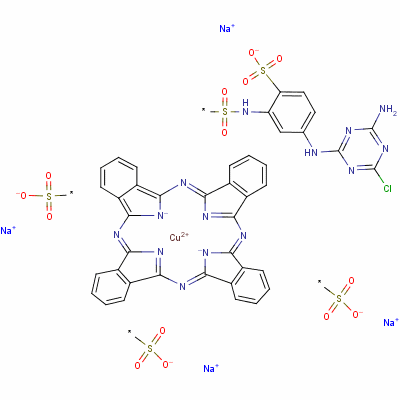 銅鹽,[[[[5-[(4-氨基-6-氯-1,3,5-三嗪-2-基)氨基]-2-磺苯基]氨基]磺酰]-29H,31H-酞菁三磺化-N29,N30,N31,N32]-四鈉結(jié)構(gòu)式_12225-39-7結(jié)構(gòu)式