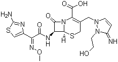 (6R,7R)-7-[[(2Z)-2-(2-Amino-1,3-thiazol-4-yl)-2-methoxyiminoacetyl]amino]-3-[[2-(2-hydroxyethyl)-3-iminopyrazol-1-yl]methyl]-8-oxo-5-thia-1-azabicyclo[4.2.0]oct-2-ene-2-carboxylic acid Structure,122841-10-5Structure