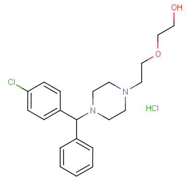 2-[2-[4-[(4-Chlorophenyl)phenylmethyl]piperazin-1-yl]ethoxy]ethanol hydrochloride Structure,1244-76-4Structure