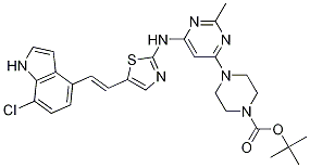 4-(6-((5-(2-(7-氯-1H-吲哚-4-基)乙烯基)噻唑-2-基)氨基)-2-甲基嘧啶-4-基)哌嗪-1-羧酸叔丁酯結(jié)構(gòu)式_1245652-85-0結(jié)構(gòu)式