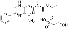 (-)-(S)-N-(5-氨基-2-甲基-3-苯基-l,2-二氫吡啶并[3,4-b]吡嗪-7-基)氨基甲酸乙酯 2-羥基乙基磺酸鹽結(jié)構(gòu)式_126268-81-3結(jié)構(gòu)式