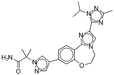 4-[5,6-二氫-2-[3-甲基-1-(1-甲基乙基)-1H-1,2,4-噻唑-5-基]咪唑并[1,2-d][1,4]苯并氮雜卓-9-基]-α,α-二甲基-1H-吡唑-1-乙酰胺結(jié)構(gòu)式_1282512-48-4結(jié)構(gòu)式