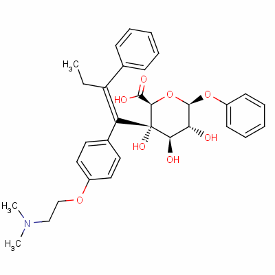 (2S,3S,4R,5R,6S)-3-[(Z)-1-[4-(2-二甲基氨基乙氧基)苯基]-2-苯基丁-1-烯基]-3,4,5-三羥基-6-(苯氧基)四氫吡喃-2-羧酸結構式_128255-45-8結構式