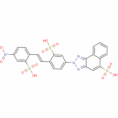 2-[4-[(E)-2-(4-硝基-2-磺基苯基)乙烯基]-3-磺基苯基]苯并[g]苯并三唑-5-磺酸結(jié)構(gòu)式_131-43-1結(jié)構(gòu)式