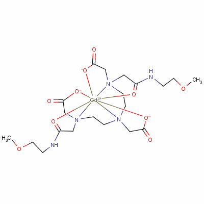 釓8,11-二(羧酸甲基)-14-{2-[(2-甲氧基乙基)氨基]-2-氧代乙基}-6-氧代-2-氧雜-5,8,11,14-四氮雜十六烷-16-酸酯結(jié)構(gòu)式_131069-91-5結(jié)構(gòu)式