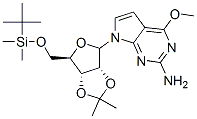 7-{5-O-[二甲基(2-甲基-2-丙基)硅烷基]-2,3-O-異亞丙基-beta-D-來蘇呋喃糖基}-4-甲氧基-7H-吡咯并[2,3-d]嘧啶-2-胺結構式_131981-22-1結構式