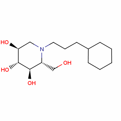 (2R,3r,4r,5s)-1-(3-cyclohexylpropyl)-2-(hydroxymethyl)piperidine-3,4,5-triol Structure,133342-48-0Structure