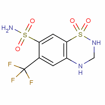 3,4-Dihydro-6-(trifluoromethyl)-2H-1,2,4-benzothiadiazine-7-sulphonamide-1,1-dioxide Structure,135-09-1Structure