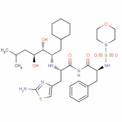 (2S)-3-(2-氨基-1,3-噻唑-4-基)-2-[[(2S,3R,4S)-1-環(huán)己基-3,4-二羥基-6-甲基庚烷-2-基]氨基]-N-[(2S)-2-(嗎啉-4-基磺酰基氨基)-3-苯基丙?；鵠丙酰胺結(jié)構(gòu)式_135704-06-2結(jié)構(gòu)式