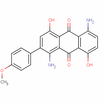 9,10-Anthracenedione,1,5-diamino-4,8-dihydroxy-2-(4-methoxyphenyl)- Structure,13698-89-0Structure