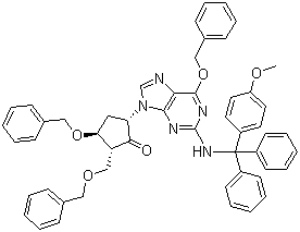 (2R,3s,5s)-5-[2-[[(4-methoxyphenyl)diphenylmethyl]amino]-6-(phenylmethoxy)-9h-purin-9-yl]-3-(phenylmethoxy)-2-[(phenylmethoxy)methyl]cyclopentanone Structure,142217-79-6Structure