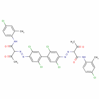 Butanamide, 2,2-[(2,2,5,5-tetrachloro[ 1,1-biphenyl]-4,4-diyl)bis(azo)]bis[n-(4-chloro-2-methylphenyl)-3-oxo- Structure,14359-20-7Structure