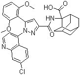 2-[[[1-(7-氯-4-喹啉)-5-(2,6-二甲氧基苯基)-1H-吡唑-3-基]羰基]氨基]-三環(huán)[3.3.1.13,7]癸烷-2-羧酸結(jié)構(gòu)式_146362-70-1結(jié)構(gòu)式