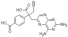 6-Pteridinepropanoic acid, 2,4-diamino-.alpha.-(4-carboxyphenyl)-.alpha.-2-propyn-1-yl- Structure,146464-92-8Structure