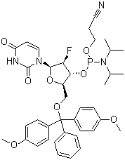 5-O-(4,4-二甲氧基三苯甲基)-2-脫氧-2-氟尿苷-3-(2-氰基乙基-N,N-二異丙基)亞磷酰胺結(jié)構(gòu)式_146954-75-8結(jié)構(gòu)式