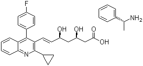 6-Heptenoic acid, 7-[2-cyclopropyl-4-(4-fluorophenyl)-3-quinolinyl]-3,5-dihydroxy-, (3R,5S,6E)-, compd. with (αR)-α-methylbenzenemethanamine (1:1) Structure,147511-70-4Structure