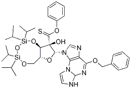 O6-芐基-N2,3-乙烯橋-2’-苯氧基硫代甲酰-3’,5’-O-[四(異丙基)-1,3-二硅氧烷二基]鳥苷結(jié)構(gòu)式_148437-93-8結(jié)構(gòu)式