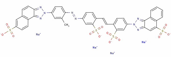 2-[4-[2-[4-[[2-甲基-4-(7-磺酸基-2H-萘并[1,2-d]三唑-2-基)苯基]偶氮]-2-磺酸基苯基]乙烯基]-3-磺酸基苯基]-2H-萘并[1,2-d]三唑-5-磺酸四鈉鹽結(jié)構(gòu)式_16596-97-7結(jié)構(gòu)式