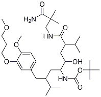 [1S-[1R*(R*),2R*,4R*]]-[4-[[(3-氨基-2,2-二甲基-3-氧代丙基)氨基]羰基]-2-羥基-1-[2-[[4-甲氧基-3-(3-甲氧基丙氧基)苯基]甲基]-3-甲基丁基]-5-甲基己基]-氨基甲酸叔丁酯結(jié)構(gòu)式_173338-07-3結(jié)構(gòu)式