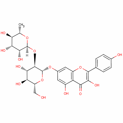 7-[[2-O-(6-deoxy-alpha-l-mannopyranosyl)-beta-d-glucopyranosyl]oxy]-3,5-dihydroxy-2-(4-hydroxyphenyl)-4h-benzopyran-4-one Structure,17353-03-6Structure