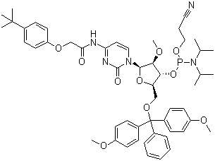 5-O-(4,4-二甲氧基三苯甲游基)-n-[[4-(叔丁基)苯氧基]乙?；鵠-2-o-甲基胞苷-3-(2-氰基乙基-N,N-二異丙基)亞磷酰胺結構式_179486-26-1結構式