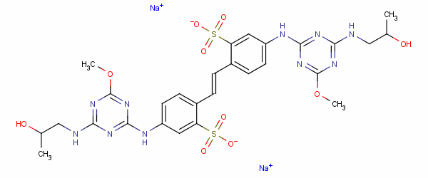 2,2-(1,2-乙烯二基)雙[ 5-[[4-[(2-羥基丙基)氨基]-6-甲氧基-1,3,5-噻嗪-2-基]氨基]-苯磺酸二鈉結(jié)構(gòu)式_20179-35-5結(jié)構(gòu)式