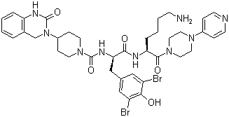 N-[2-[5-氨基-1(S)-[4-(4-吡啶基)哌嗪-1-甲酰基]戊基氨基]-1(R)-(3,5-二溴-4-羥基芐基)-2-氧代乙基]-4-(2-氧代-1,2,3,4-四氫喹唑啉-3-基)哌啶-1-甲酰胺結(jié)構(gòu)式_204697-65-4結(jié)構(gòu)式