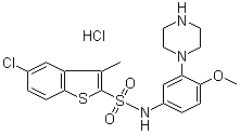 Benzo[b]thiophene-2-sulfonamide, 5-chloro-N-[4-methoxy-3-(1-piperazinyl)phenyl]-3-methyl-, monohydrochloride Structure,209481-24-3Structure