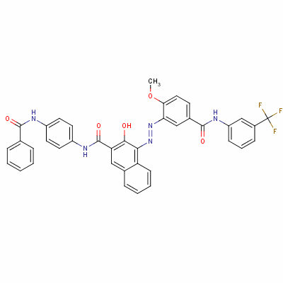 2-Naphthalenecarboxamide, n-[4-(benzoylamino)phenyl]-3-hydroxy-4-[[2-methoxy-5-[[[3-(trifluoromethyl)phenyl]amino]carbonyl]phenyl]azo]- Structure,20981-12-8Structure