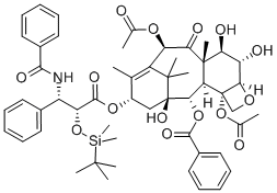 (2alpha,3xi,5beta,6alpha,7beta,10beta,13alpha)-4,10-二乙酰氧基-13-{[(2R,3S)-3-(苯甲?；被?-2-{[二甲基(2-甲基-2-丙基)硅烷基]氧基}-3-苯基丙?；鵠氧基}-1,6,7-三羥基-9-氧代-5,20-環(huán)氧紫杉-11-烯-2-基苯甲酸結(jié)構(gòu)式_211732-86-4結(jié)構(gòu)式