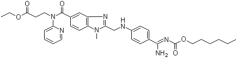 N-[2-[4-[n-(hexyloxycarbonyl)amidino]phenylaminomethyl]-1-methyl-1h-benzimidazol-5-ylcarbonyl]-n-(2-pyridyl)-beta-alanine ethyl ester Structure,211915-06-9Structure