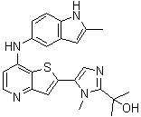 2-(1-甲基-5-(7-(2-甲基-1H-吲哚-5-基氨基)噻吩并[3,2-b]吡啶-2-基)-1H-咪唑-2-基)丙烷-2-醇結(jié)構(gòu)式_225382-64-9結(jié)構(gòu)式