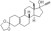 17-乙炔基-17-羥基-18-甲基雌甾-5(10),9(11)-二烯-3-酮-3-乙二醇縮酮結(jié)構(gòu)式_23637-79-8結(jié)構(gòu)式